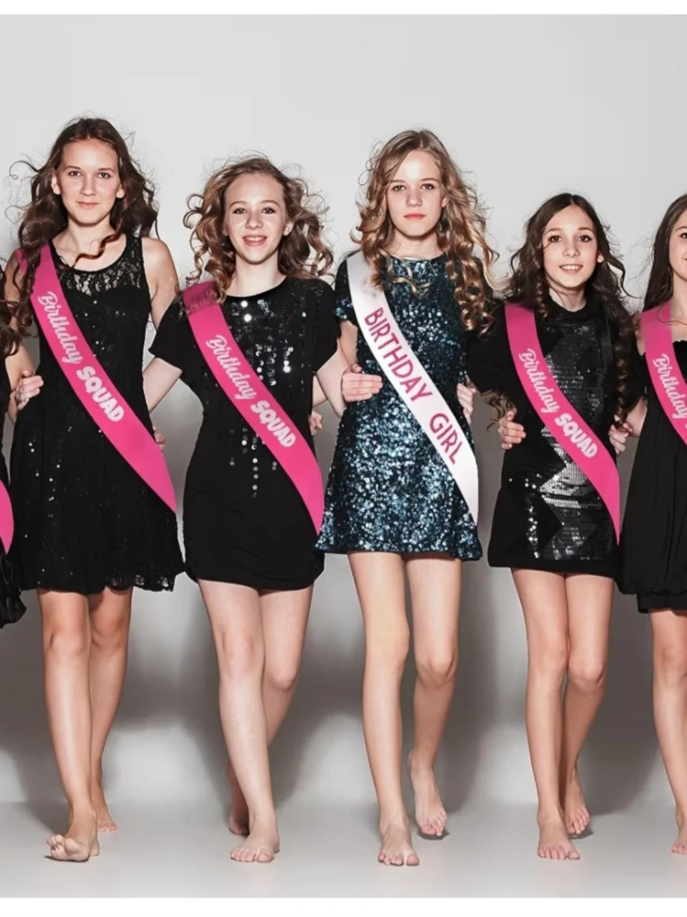 7 Pcs Birthday Girl Sash and Squad Sashes Set